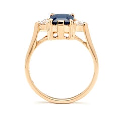 Anna Sheffield 14 Karat Gold and Blue Sapphire Bea Three Stone Engagement Ring