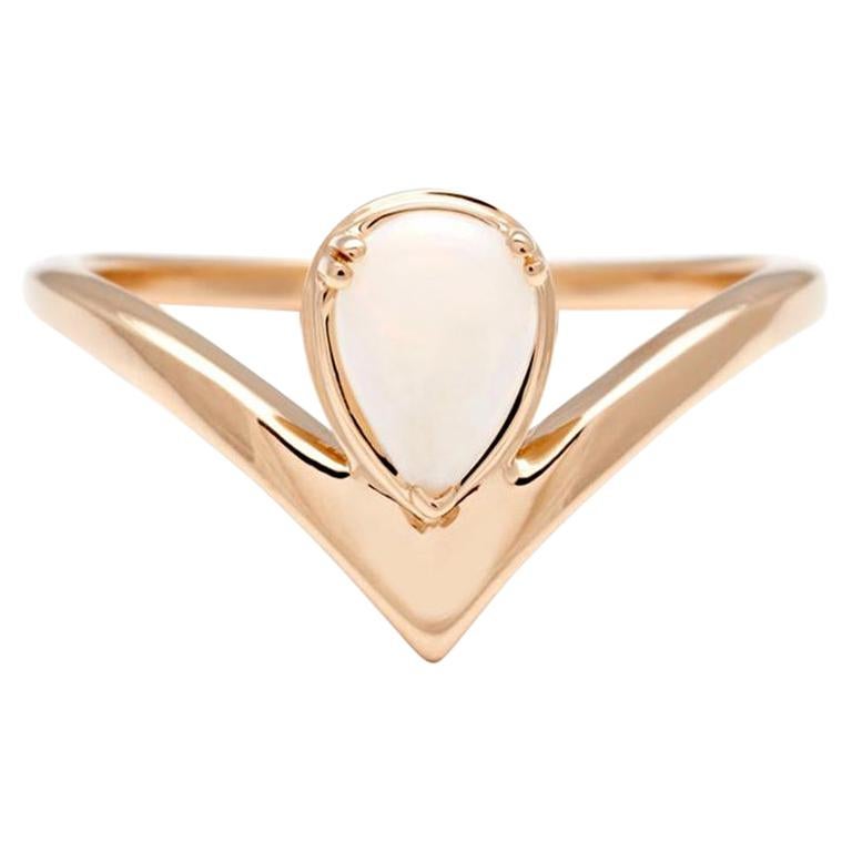 Anna Sheffield 14 Karat Gold Opal Celestine Orbit Engagement Ring For Sale