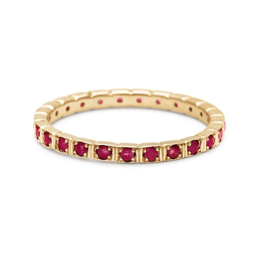 Anna Sheffield 14 Karat Gold Ruby Wheat Eternity Wedding Ring In New Condition For Sale In New York, NY