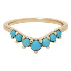 Anna Sheffield 14 Karat Gold Turquoise Cosmic Tiara Curve Wedding Band