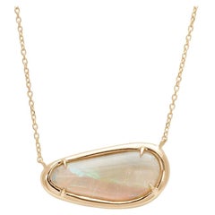 Anna Sheffield 14 Karat Yellow Gold Australian Opal Amulet Necklace