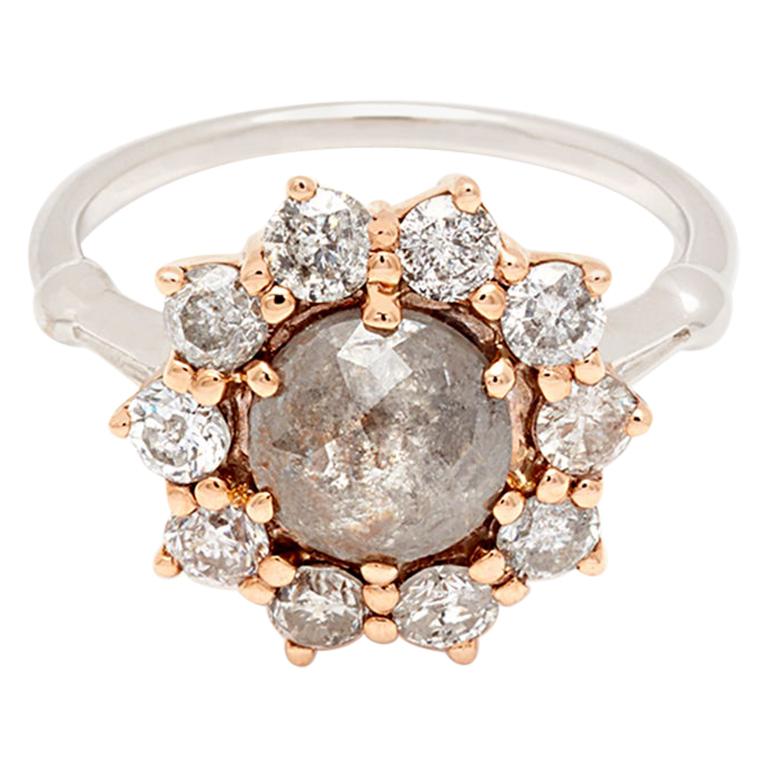 Anna Sheffield 1.43 Carat Grey Diamond Celestine Ring For Sale