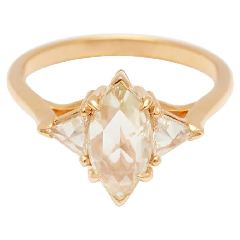 Anna Sheffield 14k Gold 1.00ct Champagne Diamond Marquise Bea Engagement Ring For Sale
