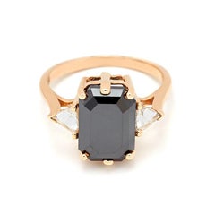 Anna Sheffield 14k Gold Black Diamond Bea Three Stone Engagement Suite