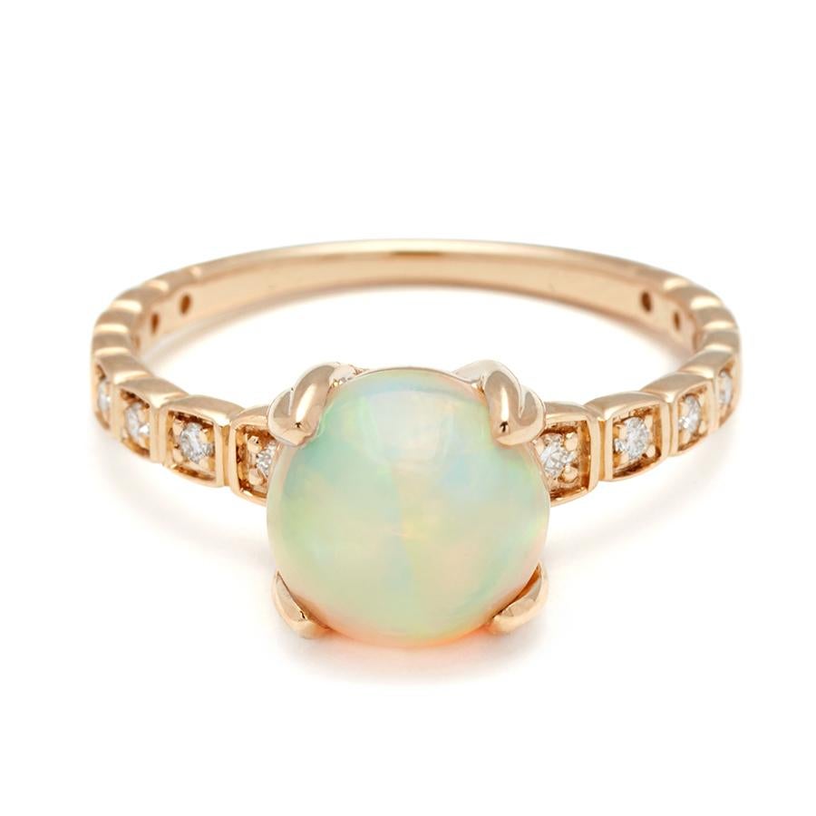 Anna Sheffield Verlobungsring aus 14 Karat Gold mit konisch zulaufendem Weizen 1,53 Karat Opal und Diamant im Zustand „Neu“ im Angebot in New York, NY