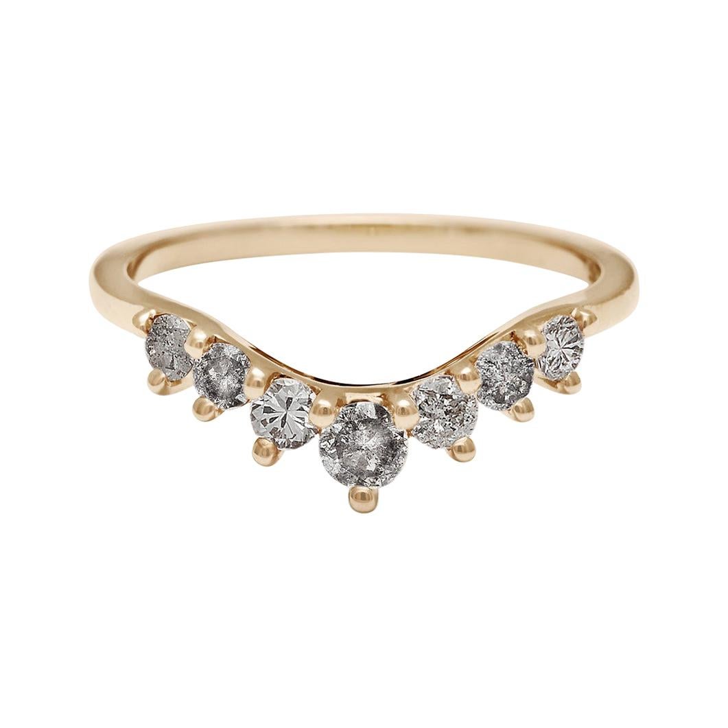 Anna Sheffield 14k Gold Grey Diamond Cosmic Tiara Curve Wedding Band For Sale