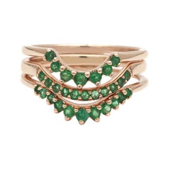 Anna Sheffield 14k Rose Gold Emerald Gemstone Tiara Nesting Suite
