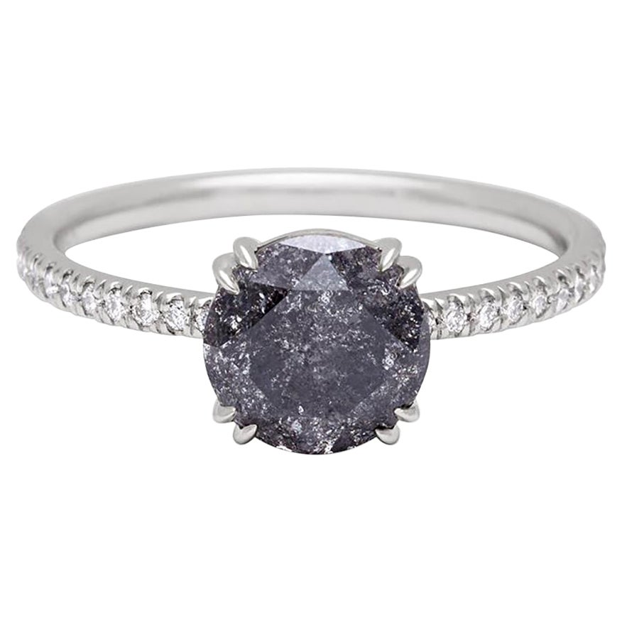 Anna Sheffield 14k White Gold 1.59ct Grey Diamond Eleonore Pave Engagement Ring