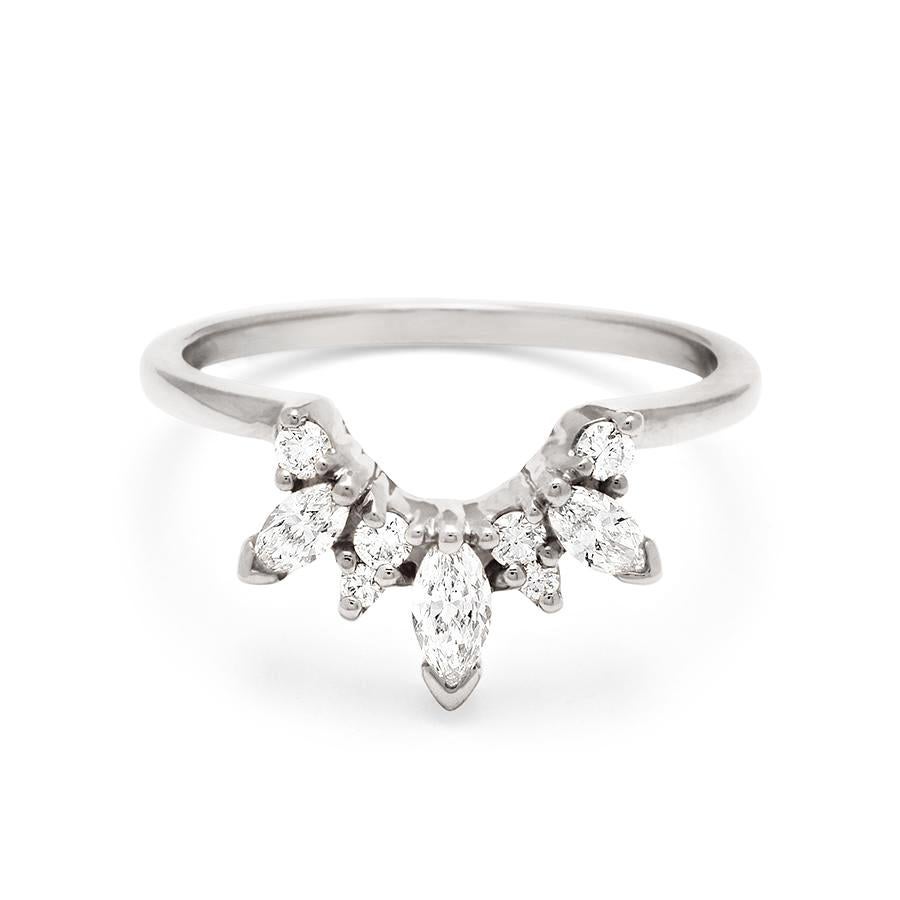 Round Cut Anna Sheffield 14k White Gold, Grey & White Diamond Hazeline Engagement Suite For Sale