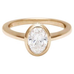 Anna Sheffield 14k Yellow Gold 0.91 Carat White Diamond Oval Bezel Rosette Ring