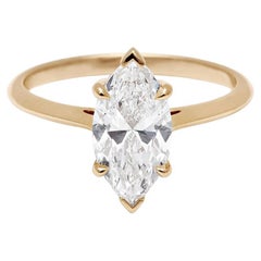 Anna Sheffield 14k Yellow Gold 1.50ct Marquise White Diamond Bea Solitaire Ring
