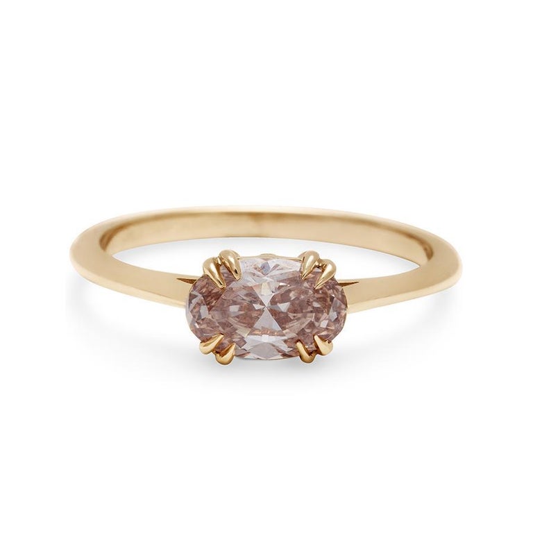 Anna Sheffield 14k Yellow Gold Champagne Diamond Bea East/West