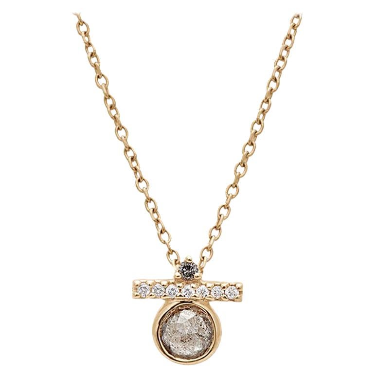 Anna Sheffield 14k Yellow Gold Grey 
White Diamond Vesta Necklace