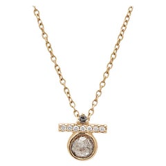 Anna Sheffield 14k Yellow Gold Grey & White Diamond Vesta Necklace