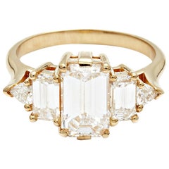 Anna Sheffield 2.66ctw White Diamond Emerald Cut and Baguette Engagement Ring