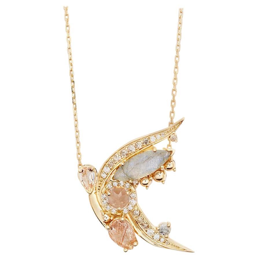 Anna Sheffield Morganite Butterfly Necklace For Sale