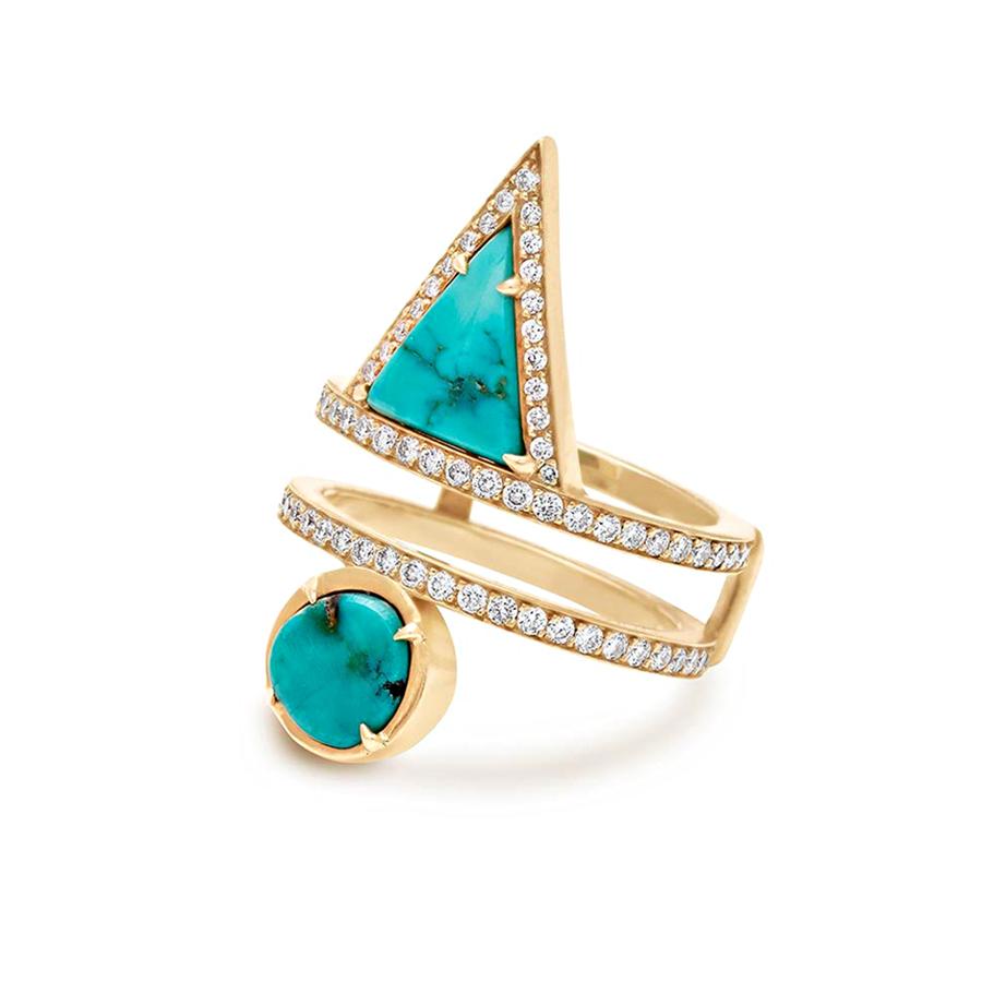 Bisbee Turquoise and white diamond pavé set in 18k yellow gold. One of a Kind.

(Size 6.5 available now)

This customized jewelry piece is inspired by the collaborative spirit of this iconic Southwestern craft. The Heritage Project melds both Anna