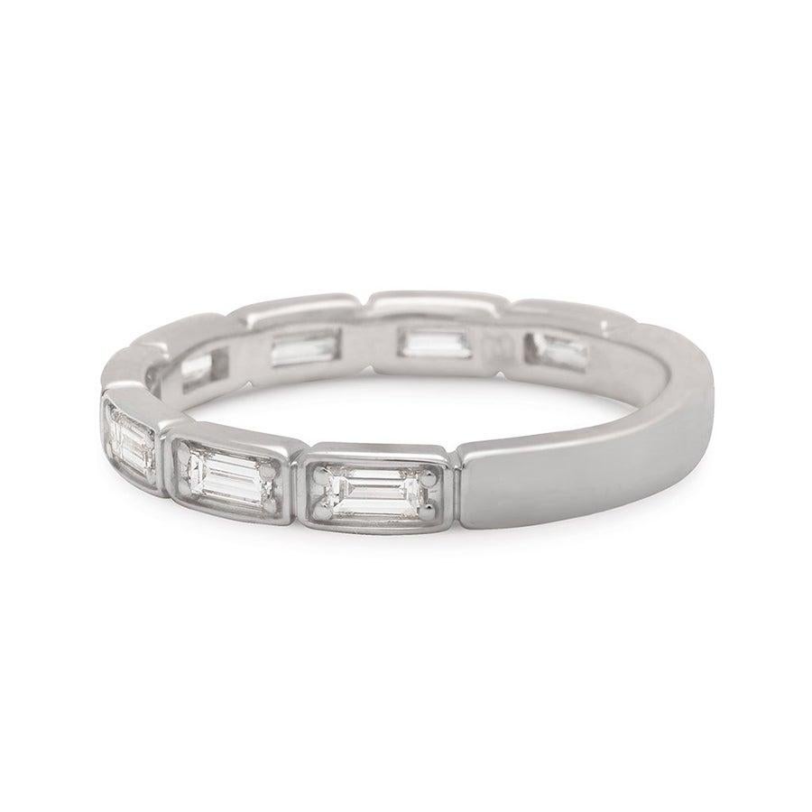 Baguette Cut Anna Sheffield White Diamond Wheat Baguette Eternity Band For Sale