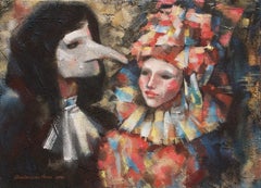 Un segreto a due. Ritratto, figurativo, Venezia, carnevale, maschera, orizzontale