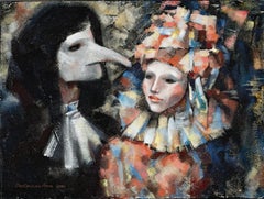 Un secret de deux. Portrait figuratif, Venise, carnaval, masque, horizontal