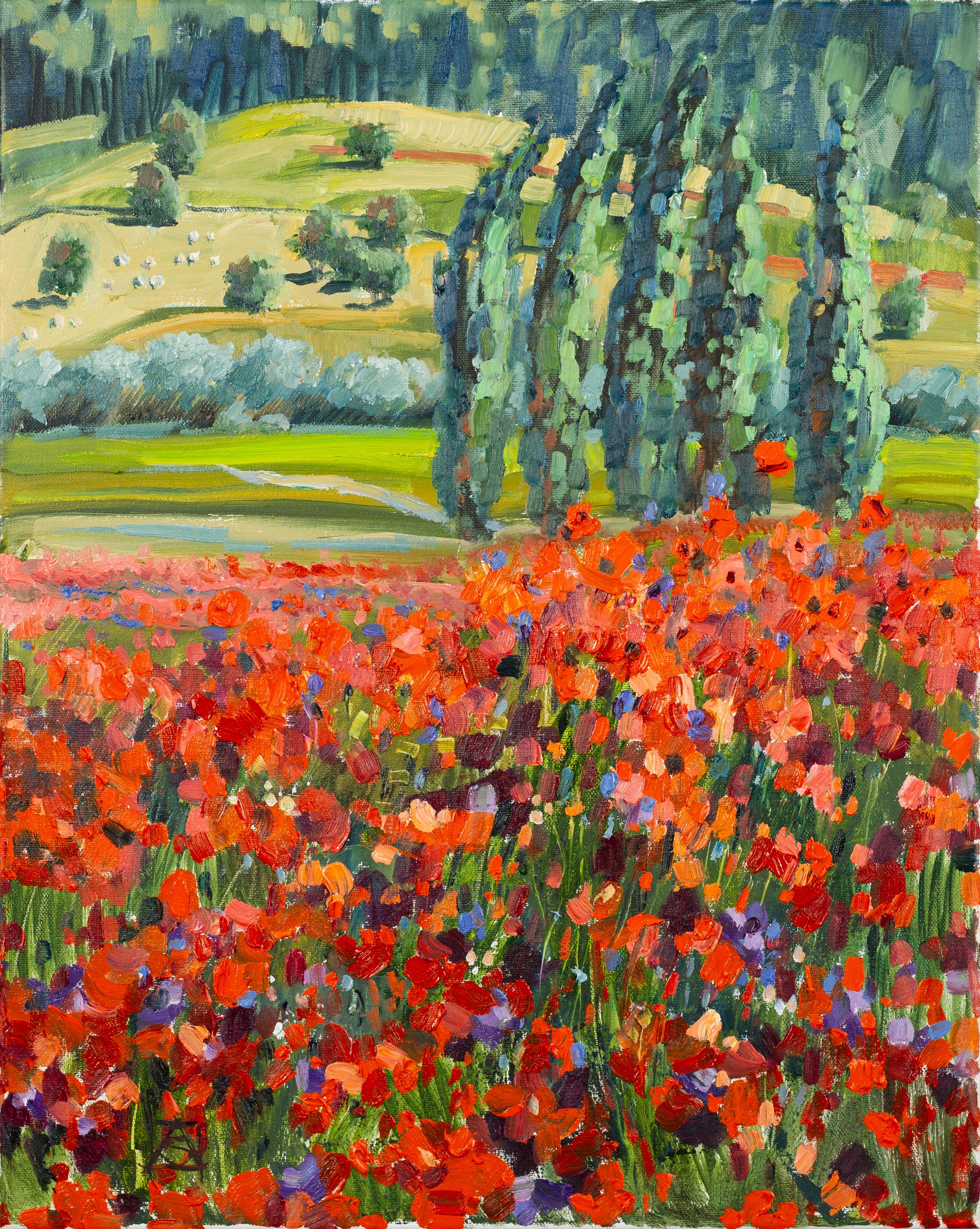 Anna Shesterikova Landscape Painting - A Walk on a Windy Day