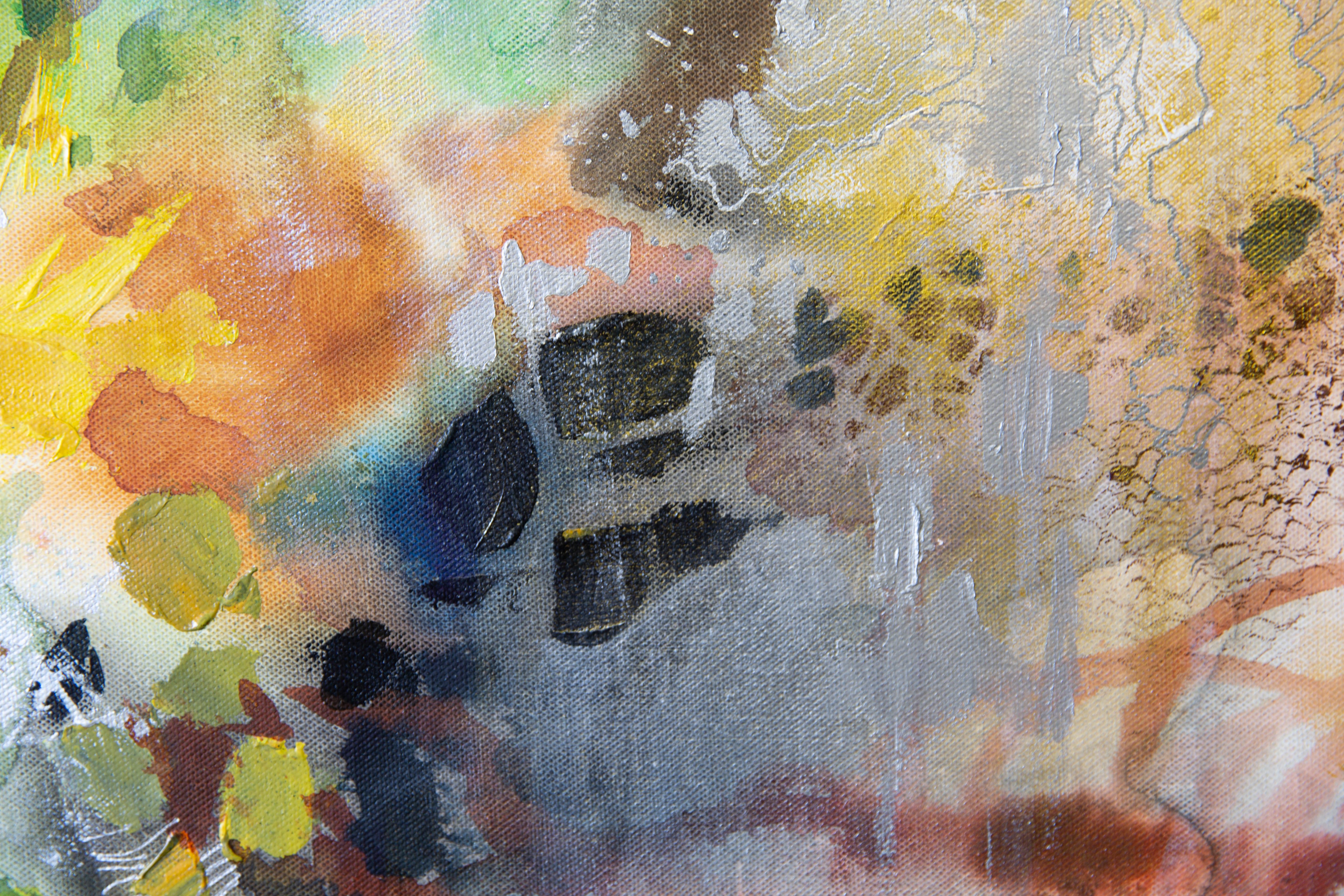 In diesem Werk entfaltet sich das Zusammenspiel von Acryl und Tinte zu einer abstrakten Explosion. Mit leidenschaftlichen Pinselstrichen wollte ich die Komplexität der Gefühle einfangen und den dynamischen Fluss des Lebens darstellen. Dieses Gemälde