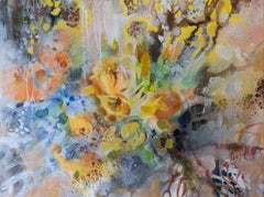 Natura morta astratta. Semi-astratto, fiori orizzontali, interno, acrilico