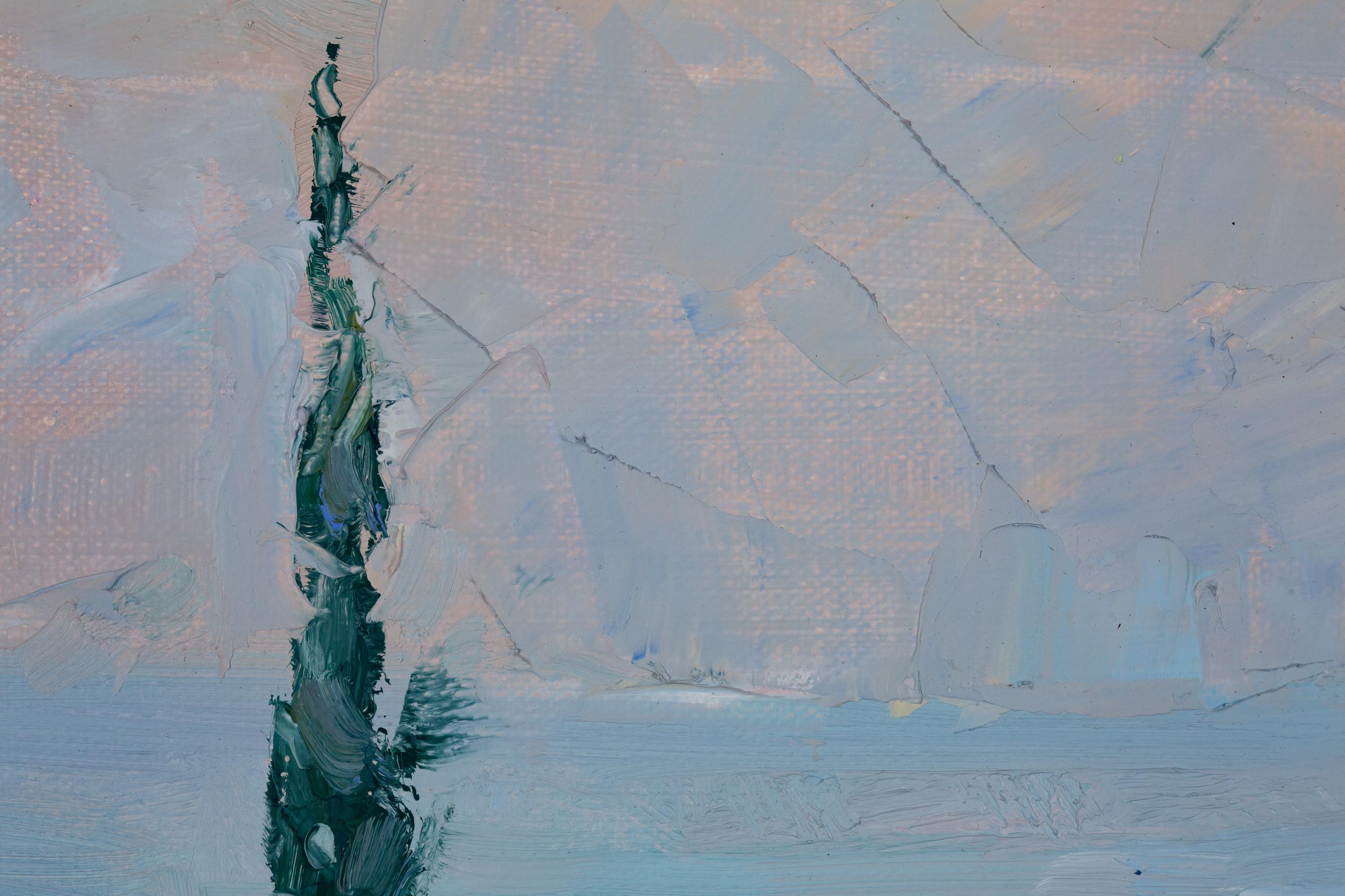Afternoon at Lake Garda. Impressionism, horizontal, oil painting, lake, mountain For Sale 5