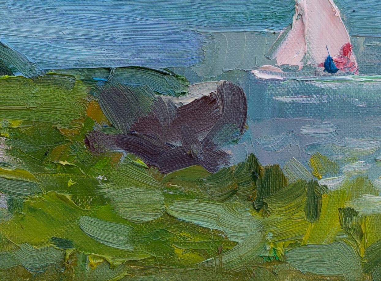 Entlang der Küste. Landschaft, See, Berge, Schweiz, klein, horizontal im Angebot 3