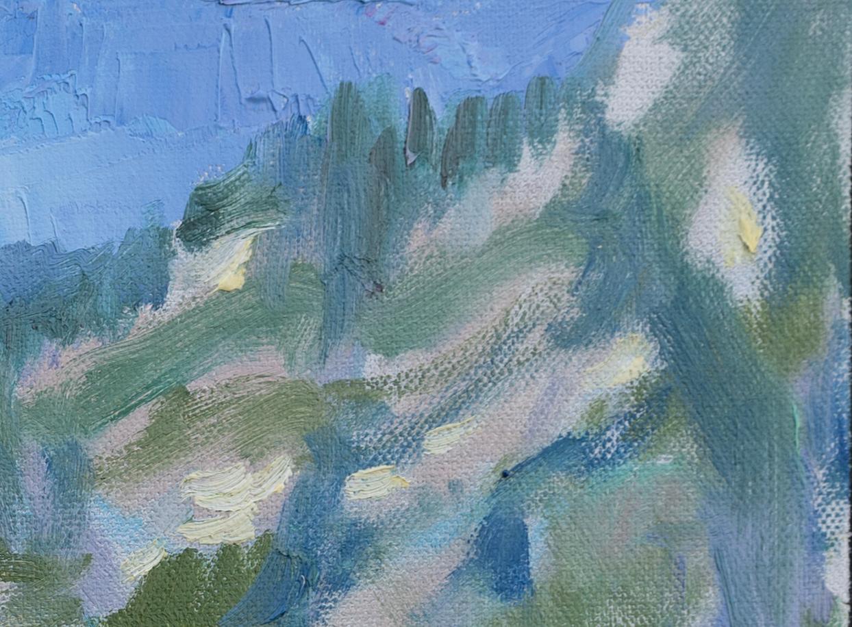 Le long de la côte Paysage, lac, montagnes, Suisse, petit, horizontal en vente 4