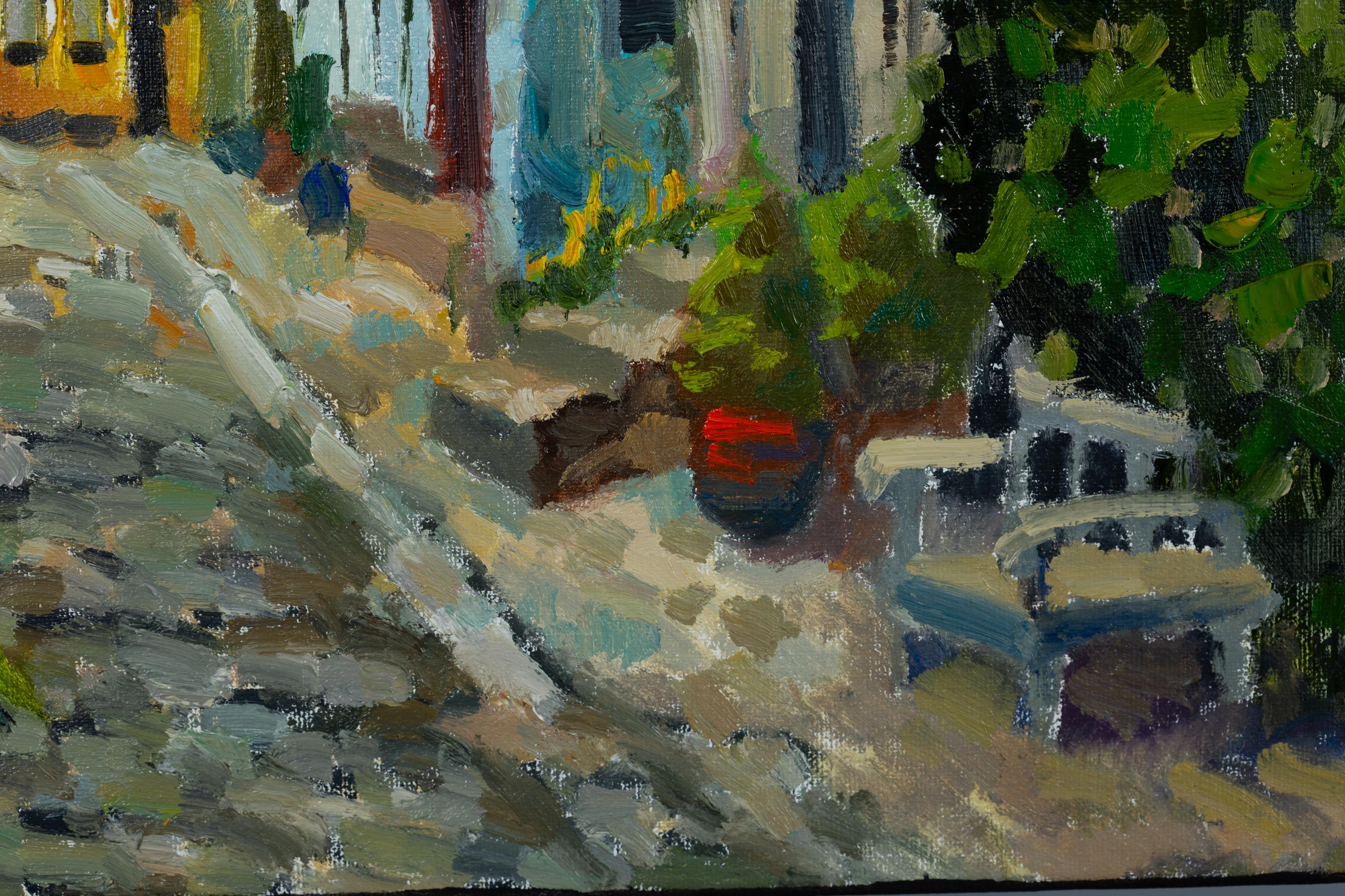 An Ancient Street in Quedlinburg. Cityscape in oil, vertical, Germany, evening For Sale 6