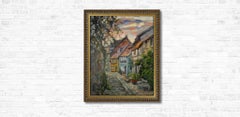 An Ancient Street in Quedlinburg. Cityscape, sunsets, impressionism, evening