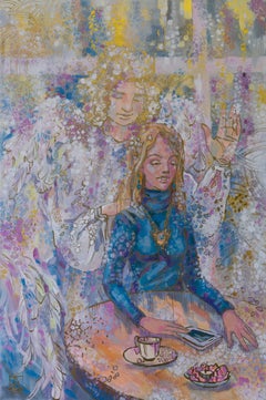 Angels in the City. Consoling Angel. Semi-abstract, large format, vertical
