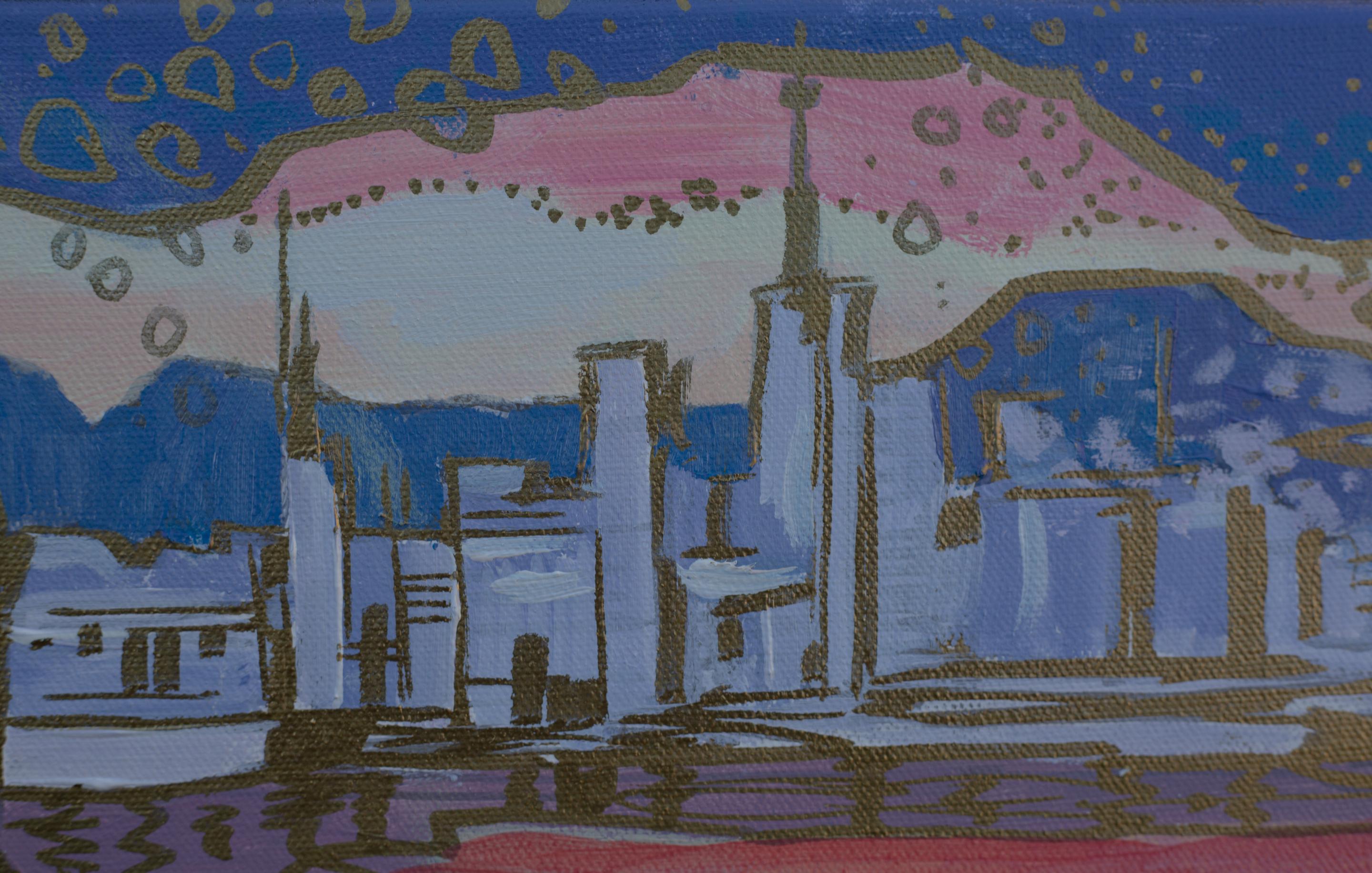 Angels in the City. Return of the Light Ones. Acrylic, horizontal, blue For Sale 2