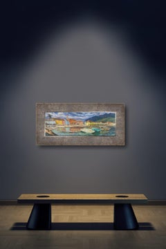 L'argine di Ascona di sera. Svizzera, barche, lago, città, orizzontale