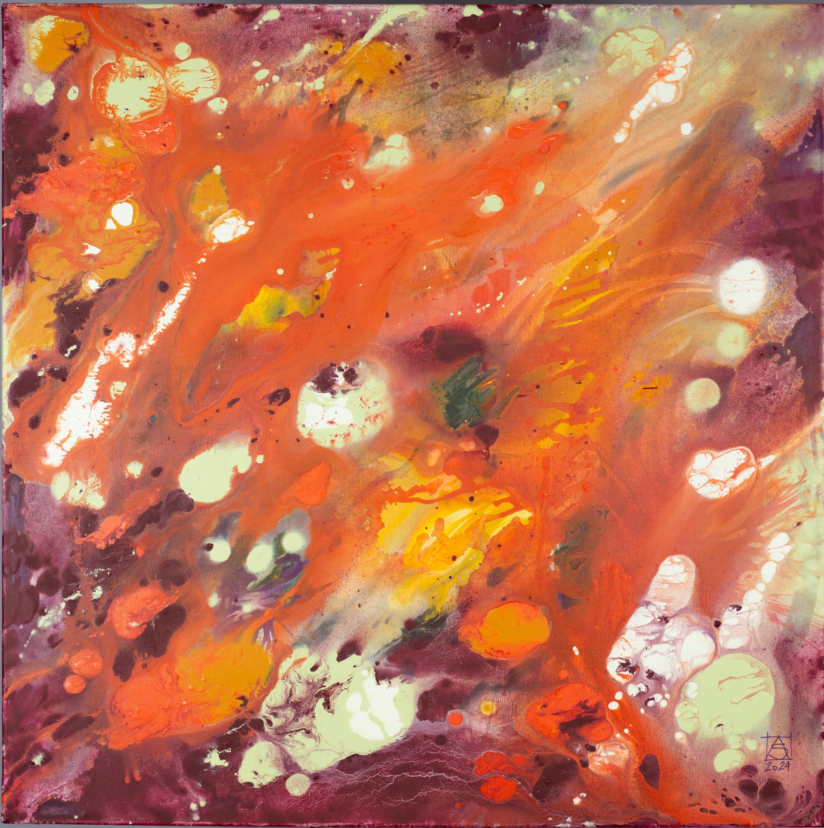 Aspiration. Red square, Abstract expressionist works for interior, Flowers For Sale 7