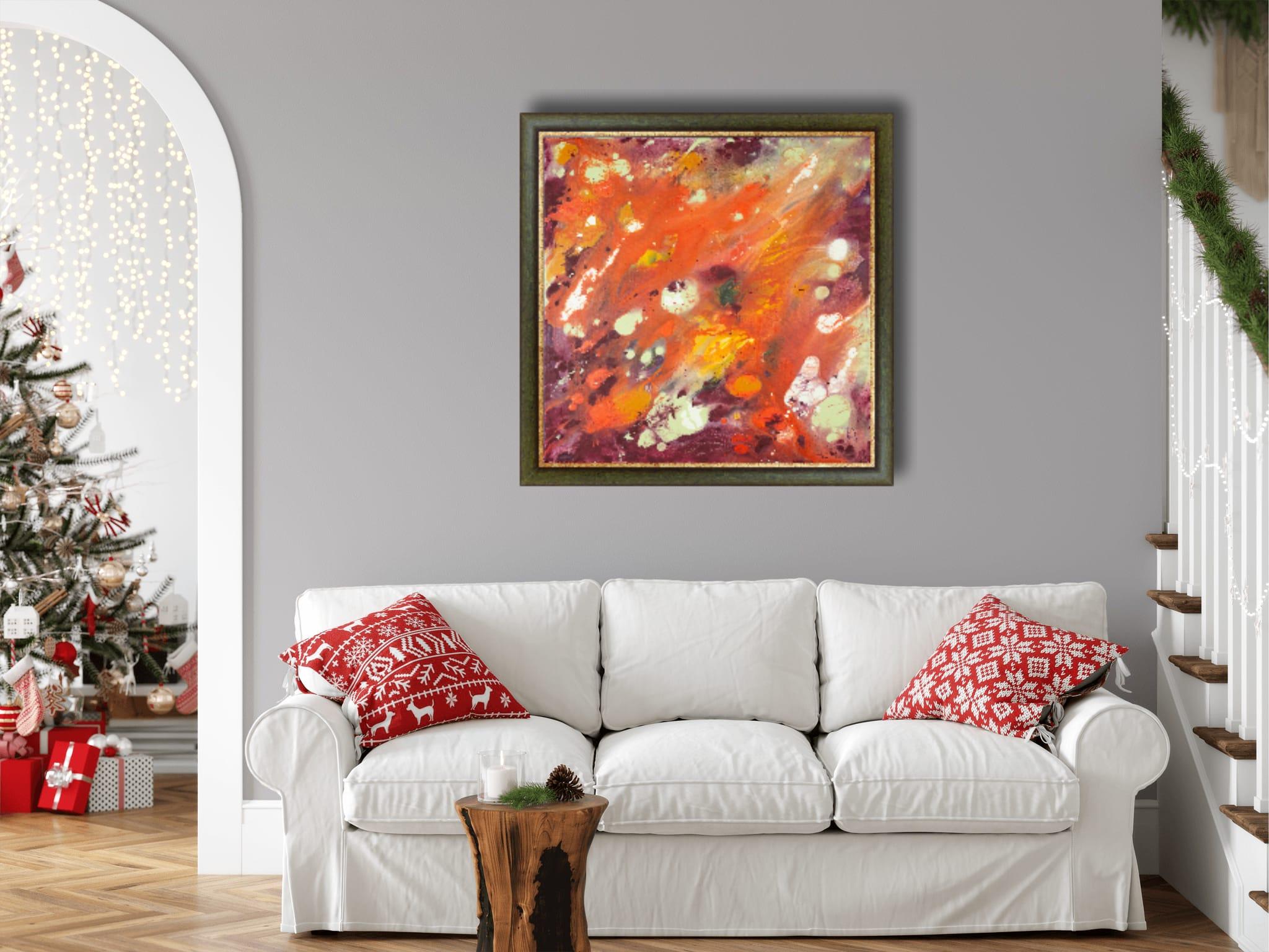 Aspiration. Red square, Abstract expressionist works for interior, Flowers For Sale 9