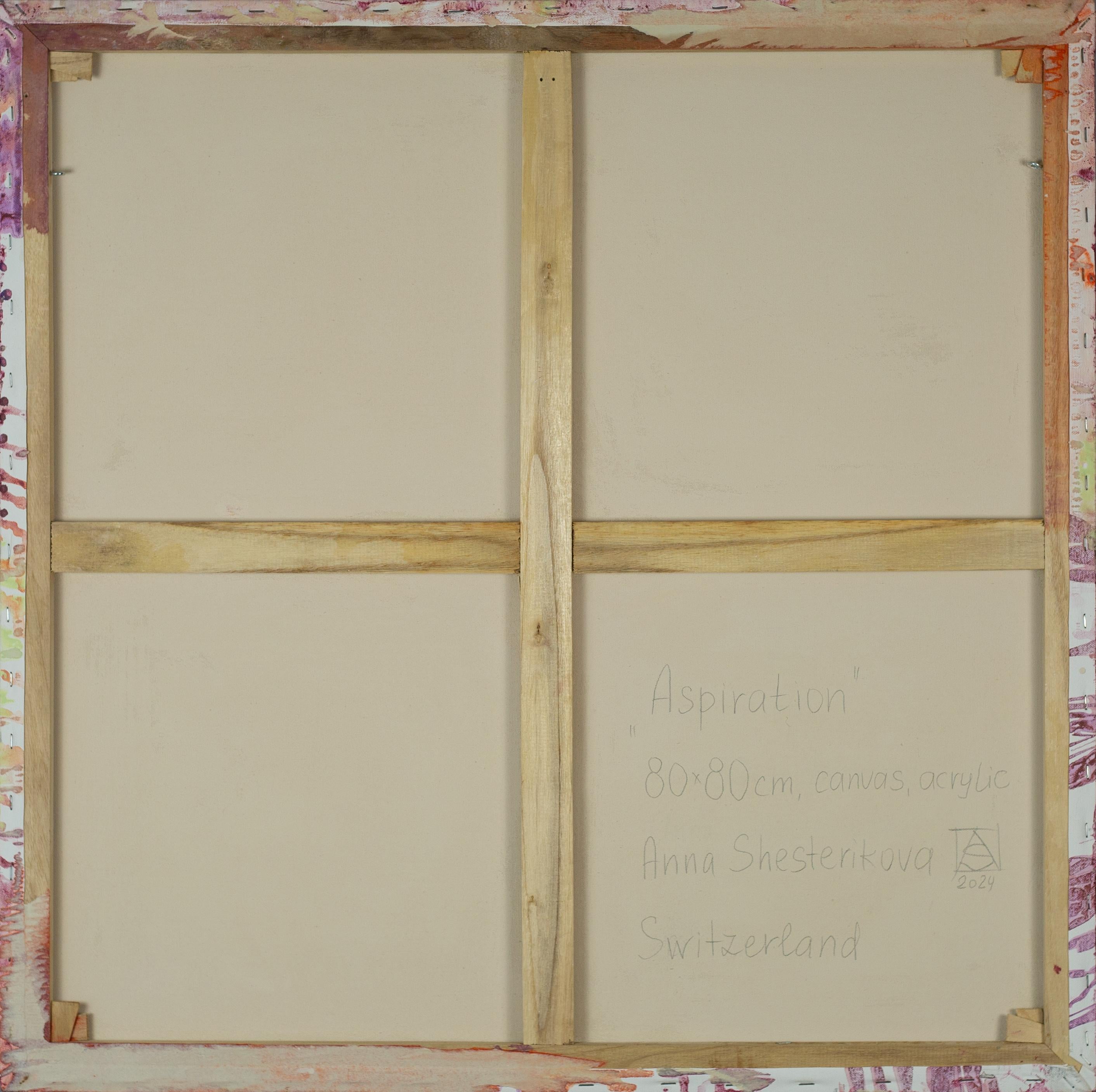 Aspiration. Red square, Abstract expressionist works for interior, Flowers For Sale 15