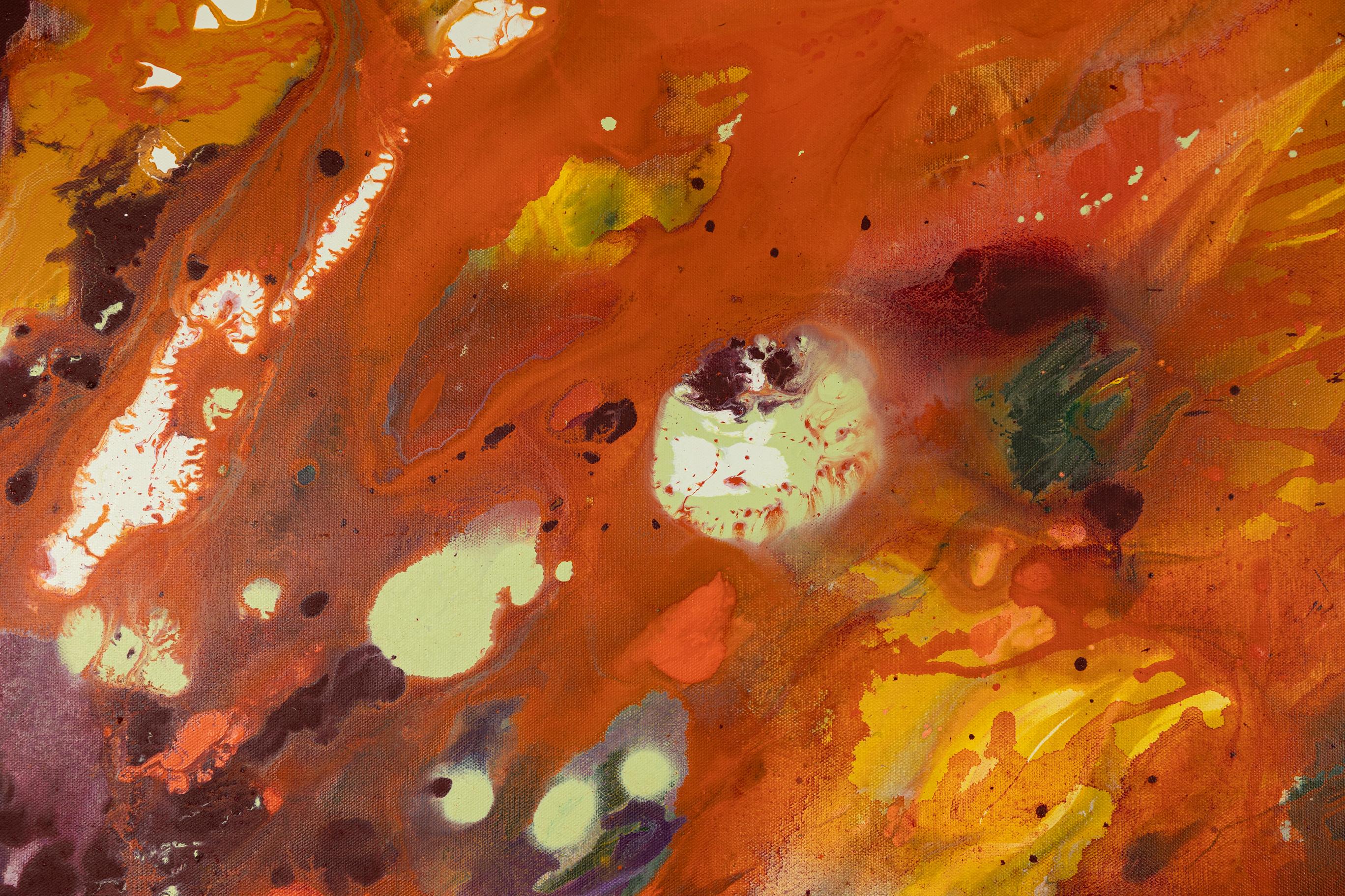 Streben. Rotes Quadrat, abstrakt für Interieur, Blumen im Angebot 1