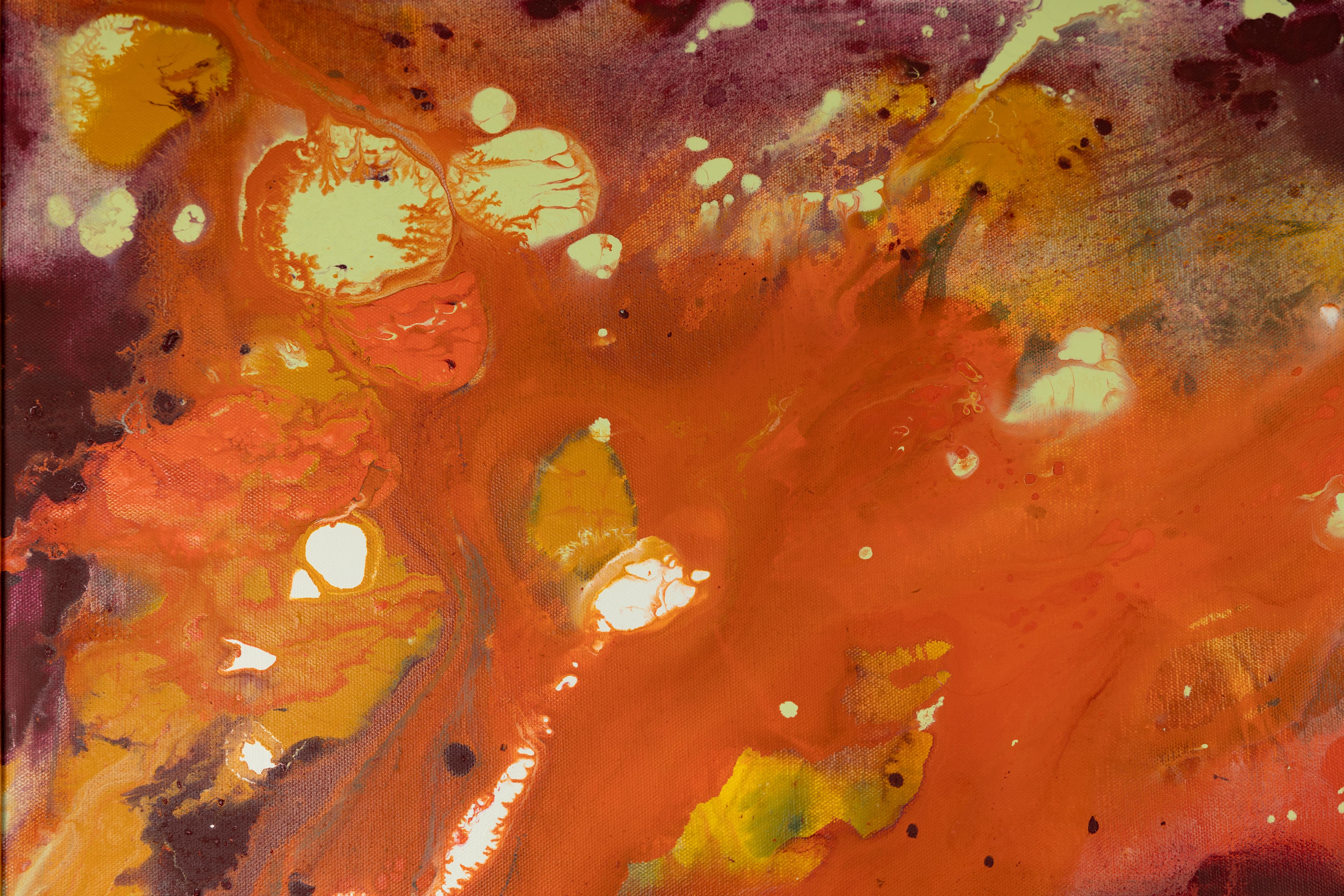 Streben. Rotes Quadrat, abstrakt für Interieur, Blumen im Angebot 2