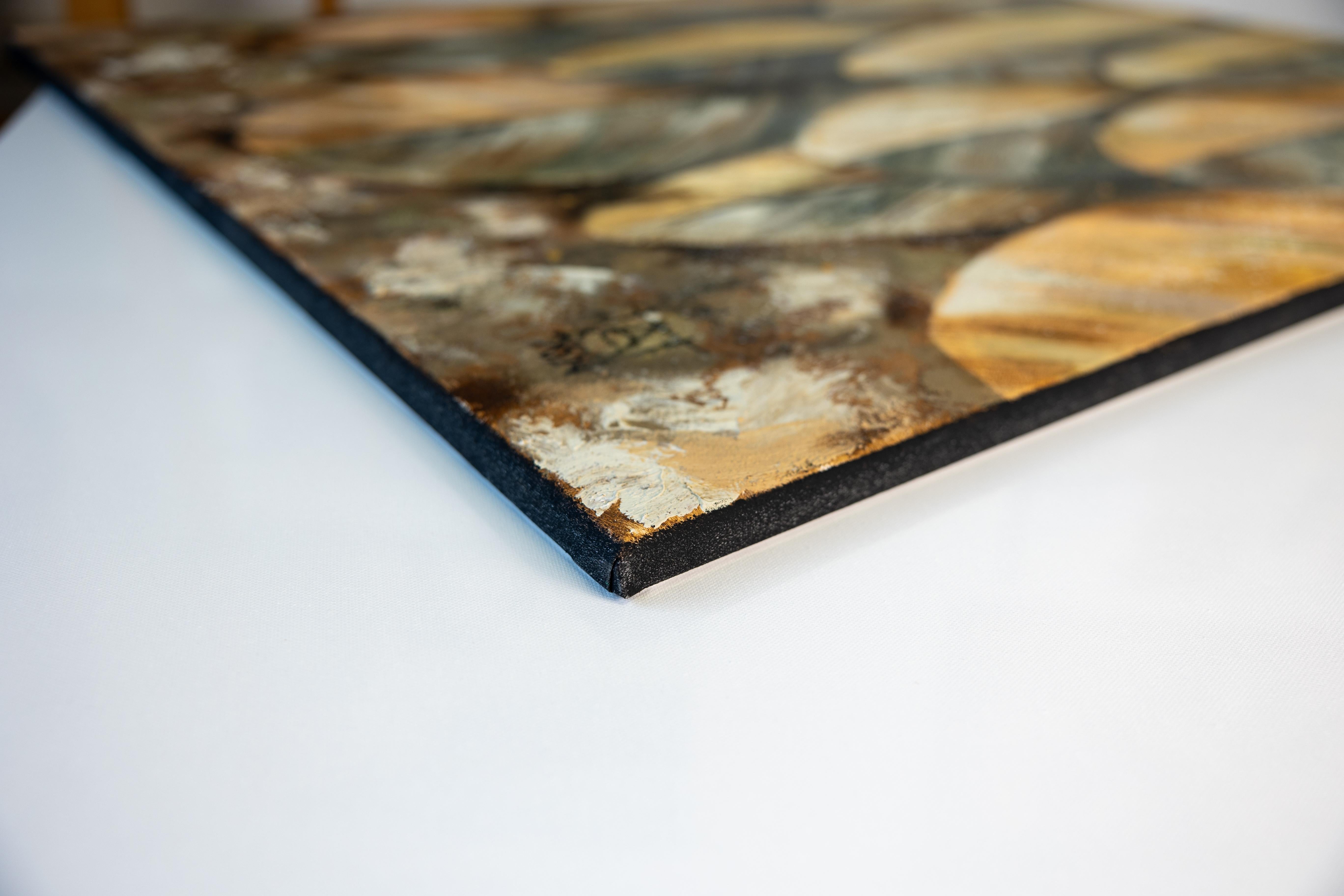 Autumn Bird. Semi-astratto, grande, verticale, per un interno moderno - Painting di Anna Shesterikova
