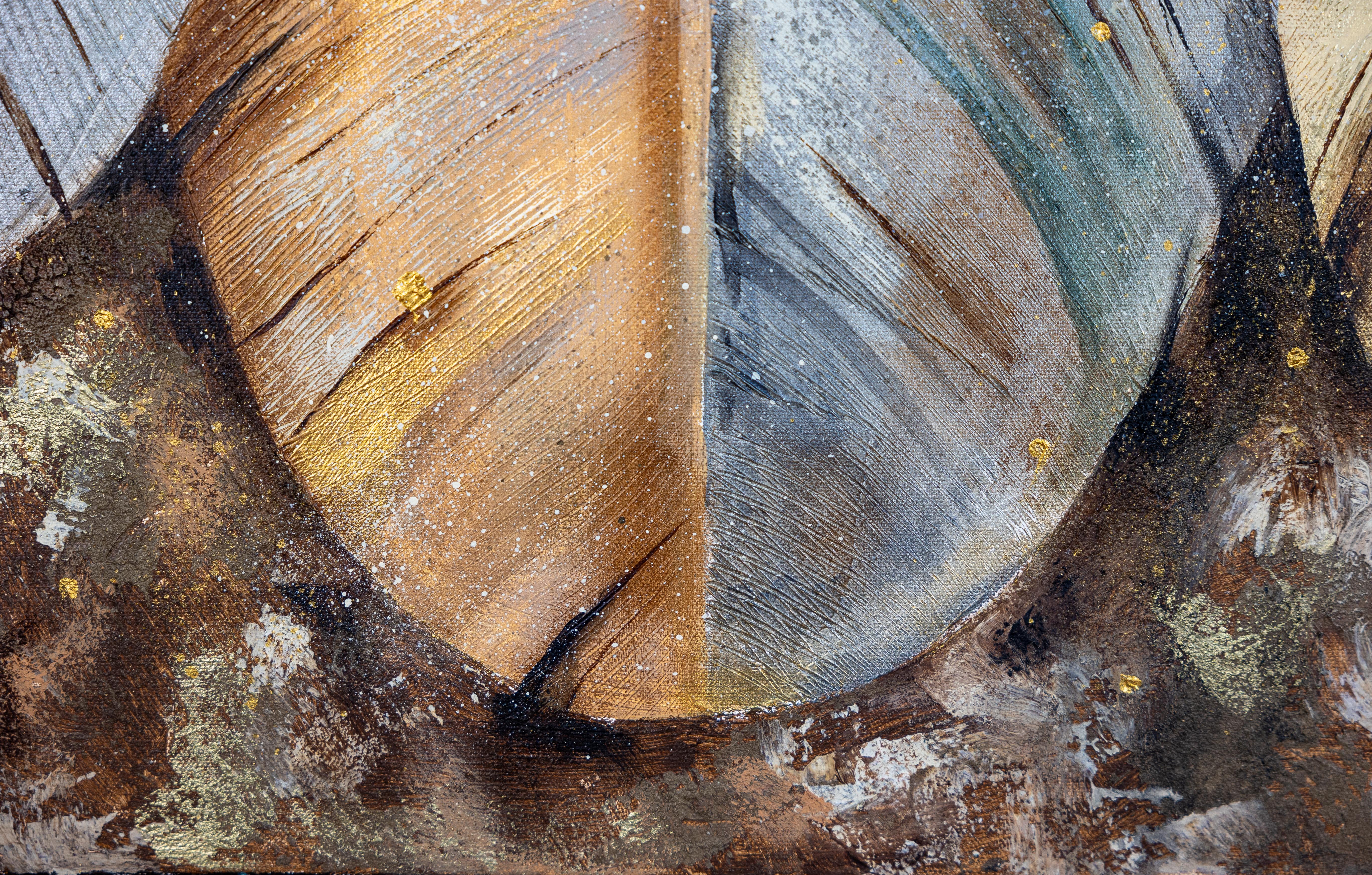 Autumn Bird. Semi-astratto, grande, verticale, per un interno moderno in vendita 1