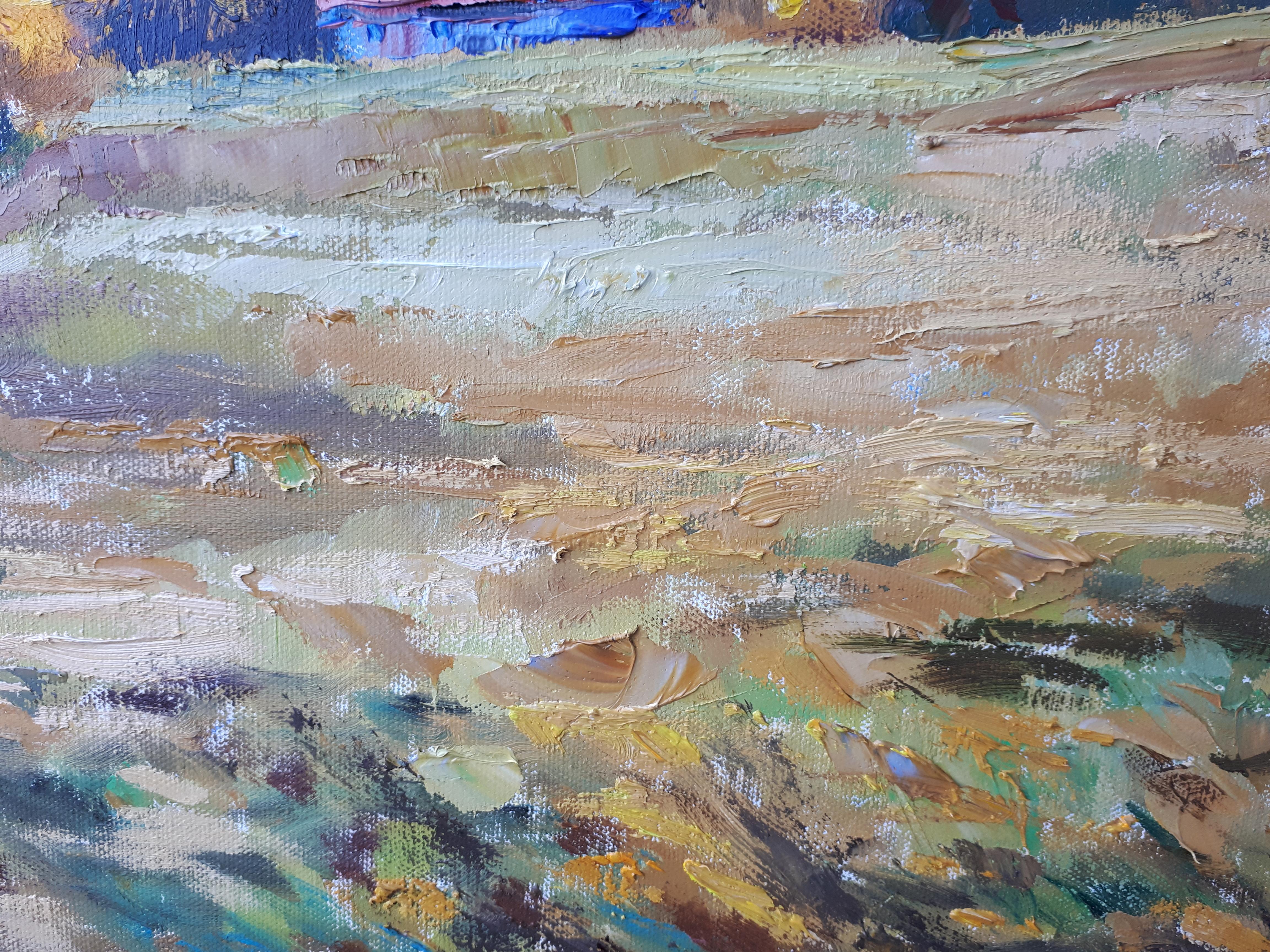 Autumn In The Mountains Of Liechtenstein. Landscape in oil, beauty, nature. For Sale 1