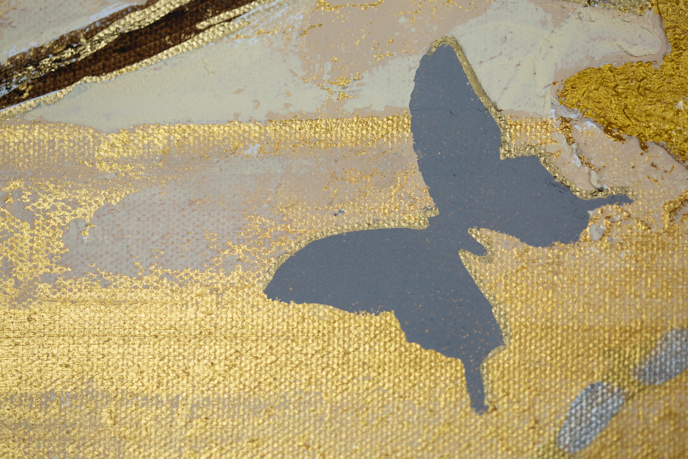 Awakening. Large, horizontal, tree, gold, modern semi-abstract, interior For Sale 6