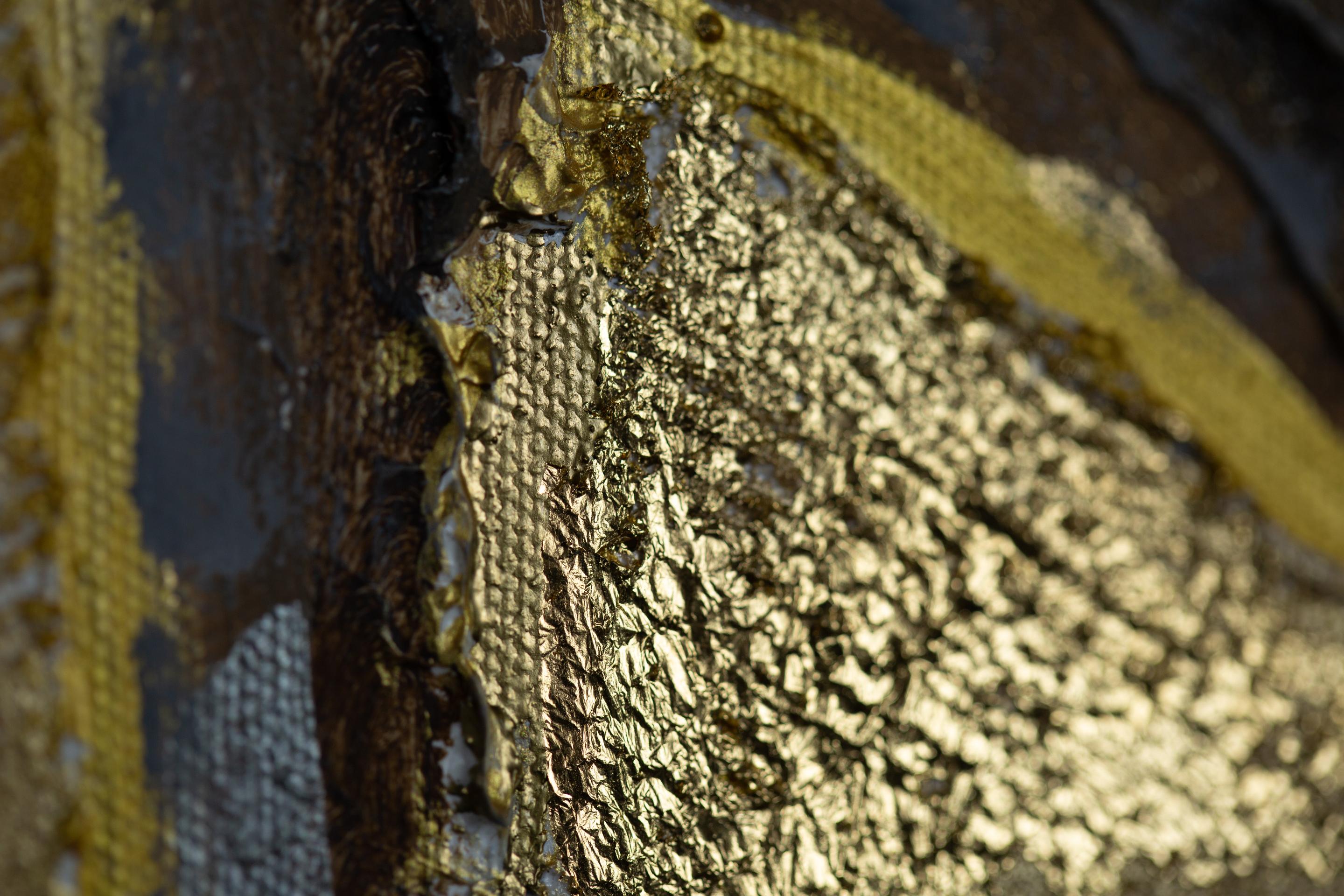 Awakening. Large, horizontal, tree, gold, modern semi-abstract, interior For Sale 11