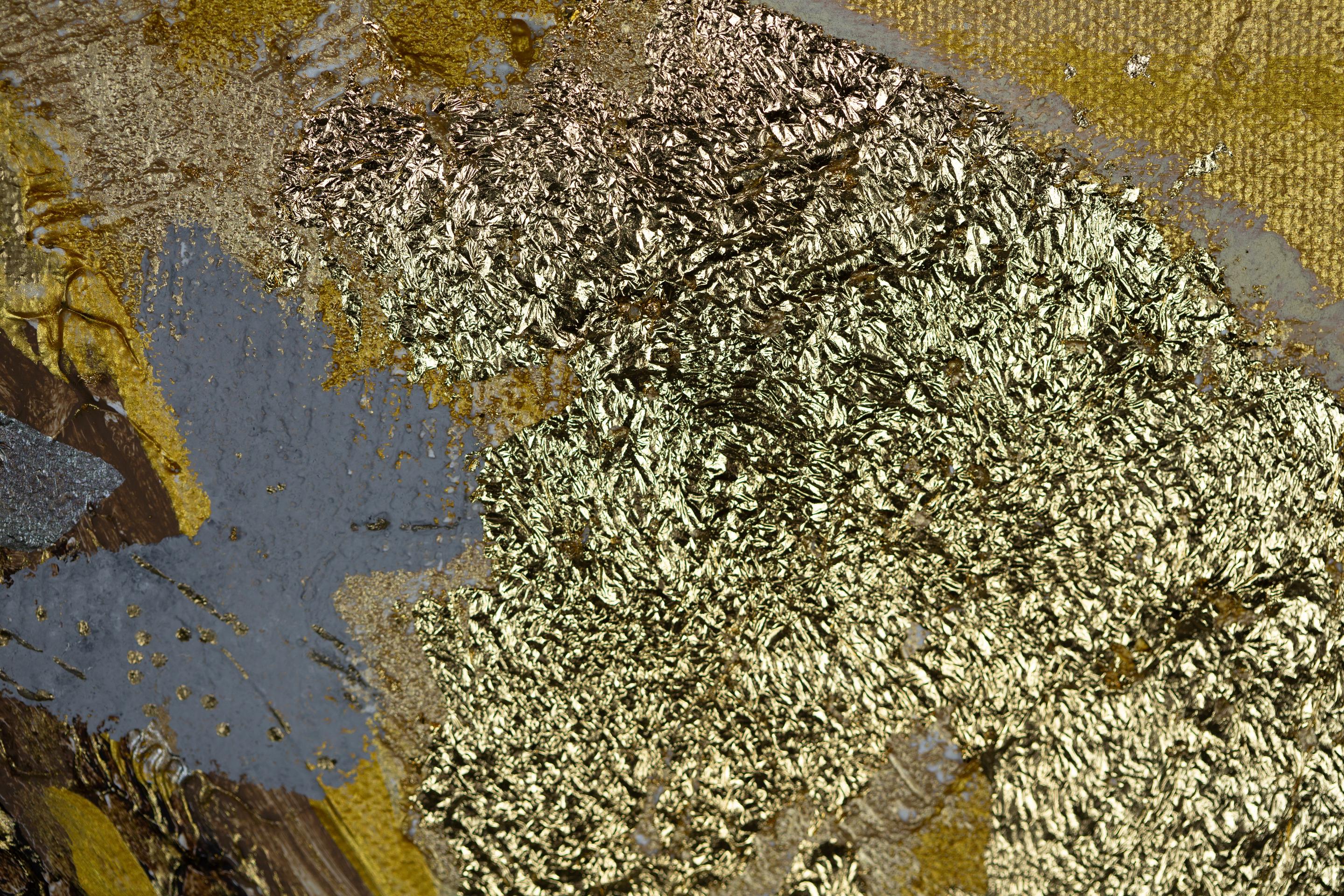 Despertar. Grande, horizontal, madera, oro, moderno semiabstracto. en venta 8