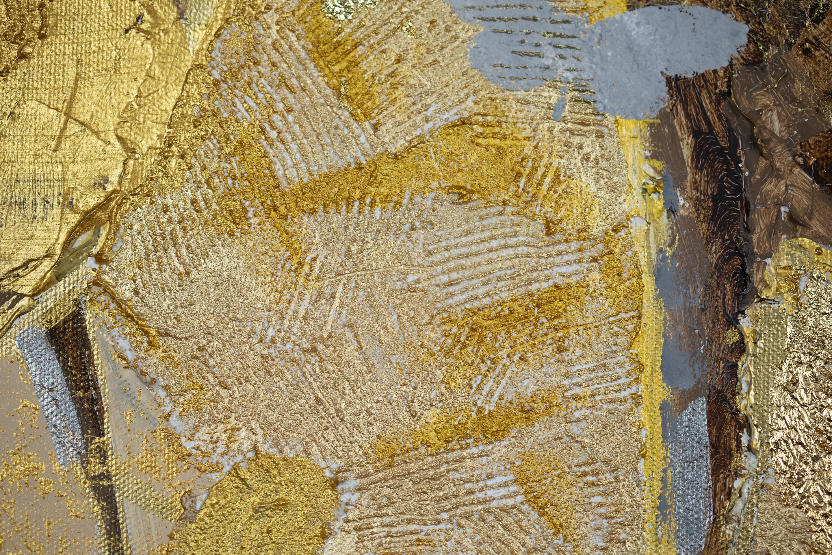 Despertar. Grande, horizontal, madera, oro, moderno semiabstracto. en venta 10