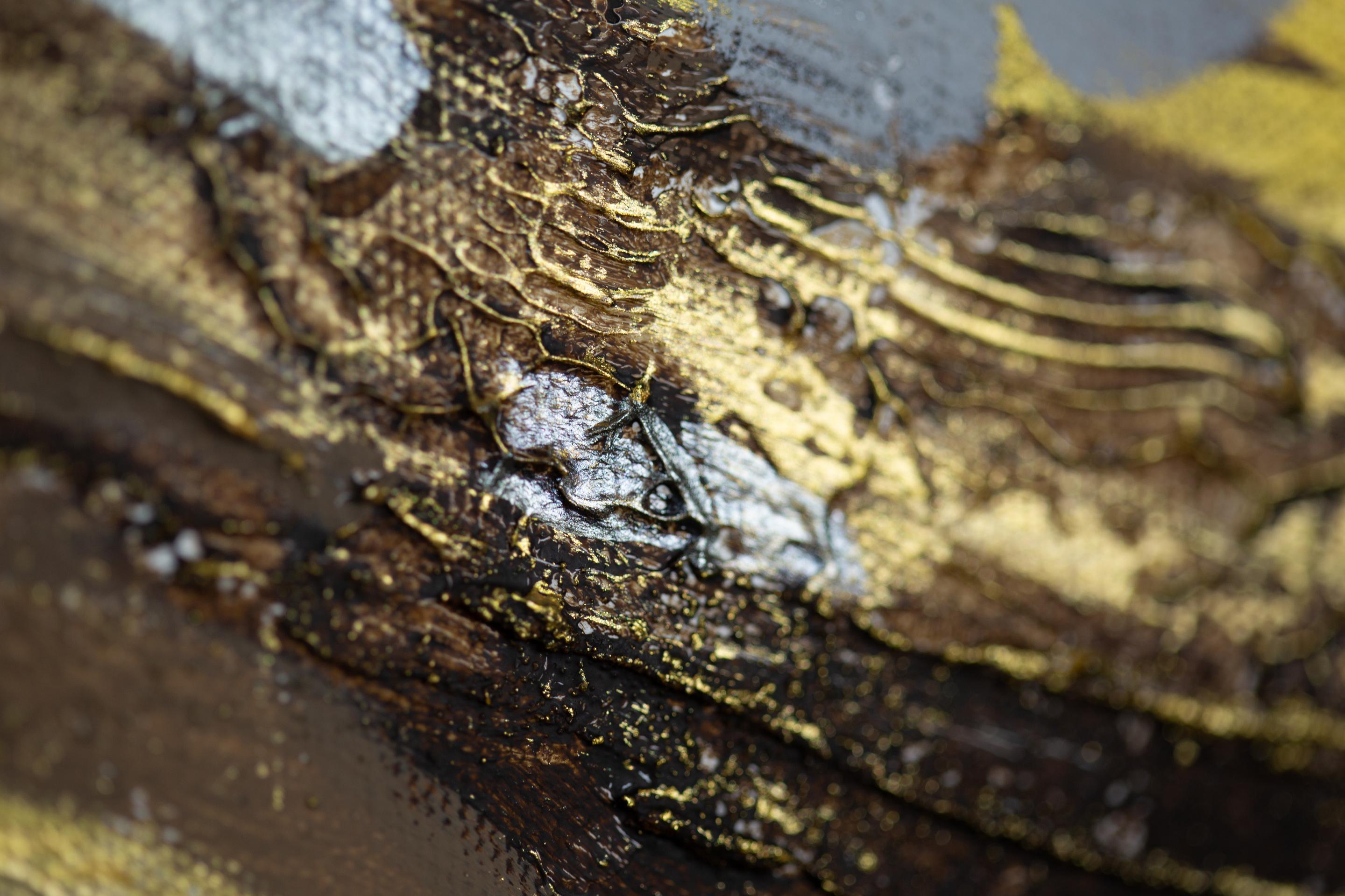 Despertar. Grande, horizontal, madera, oro, moderno semiabstracto. en venta 12