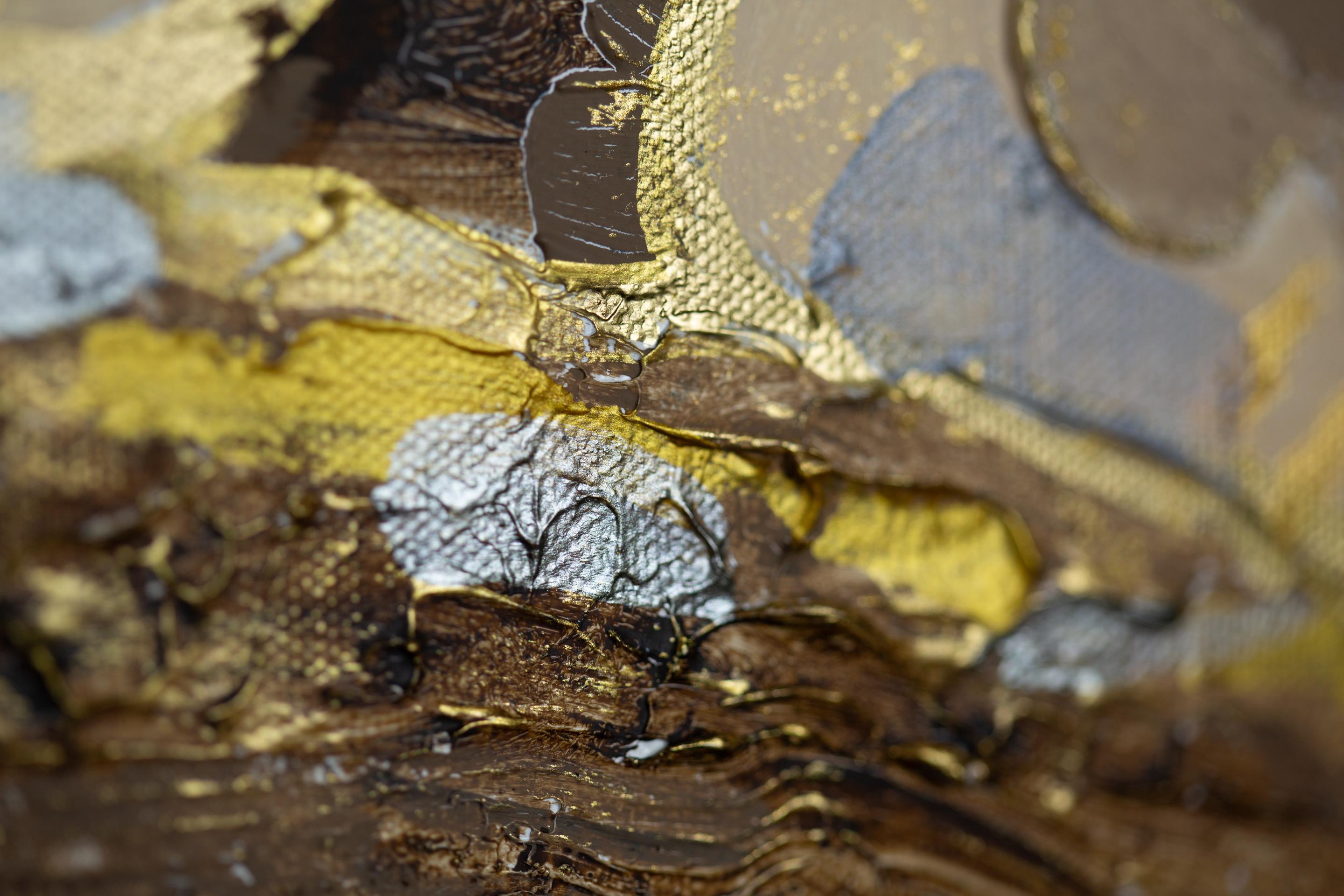 Despertar. Grande, horizontal, madera, oro, moderno semiabstracto. en venta 13