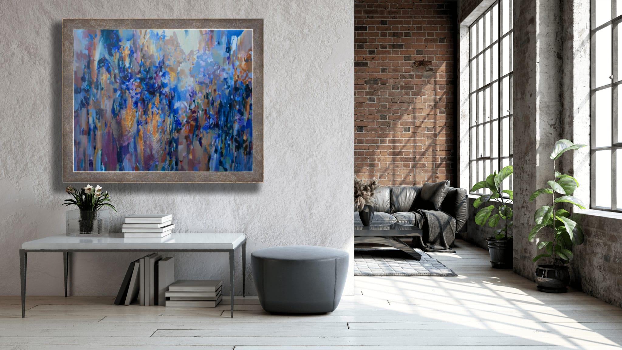 Humeur bleue. Horizontal, expressionnisme, impressionnisme, fleurs, intérieur en vente 13